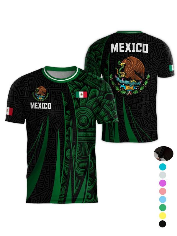 Mexico Cup 2026 Soccer Jersey Short Sleeve T-Shirt, Neutral Fit, Breathable Quick-Dry Sportswear, All Seasons Casual Wear