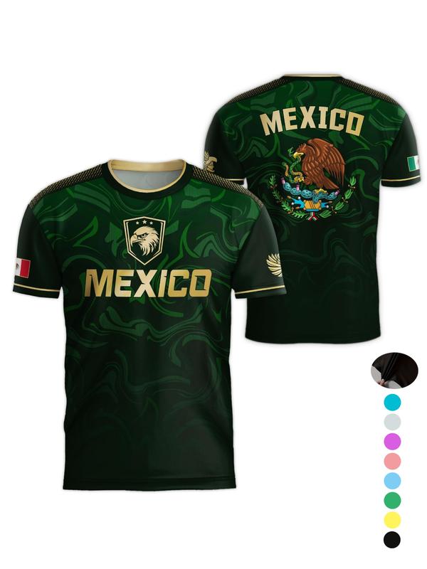 Mexico Cup 2026 Soccer Jersey Short Sleeve T-Shirt, Neutral Fit, Breathable Quick-Dry Sportswear, All Seasons Casual Wear