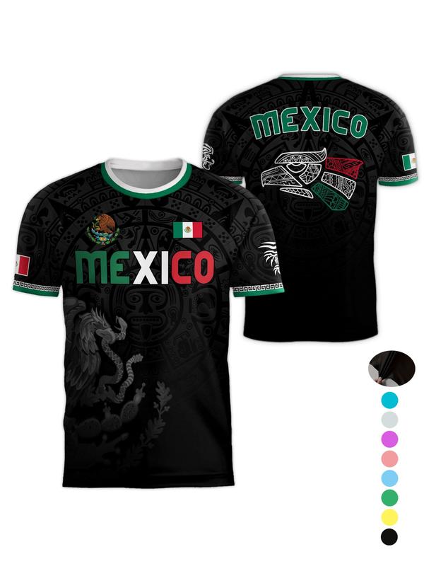 Mexico Cup 2026 Soccer Jersey Short Sleeve T-Shirt, Neutral Fit, Breathable Quick-Dry Sportswear, All Seasons Casual Wear