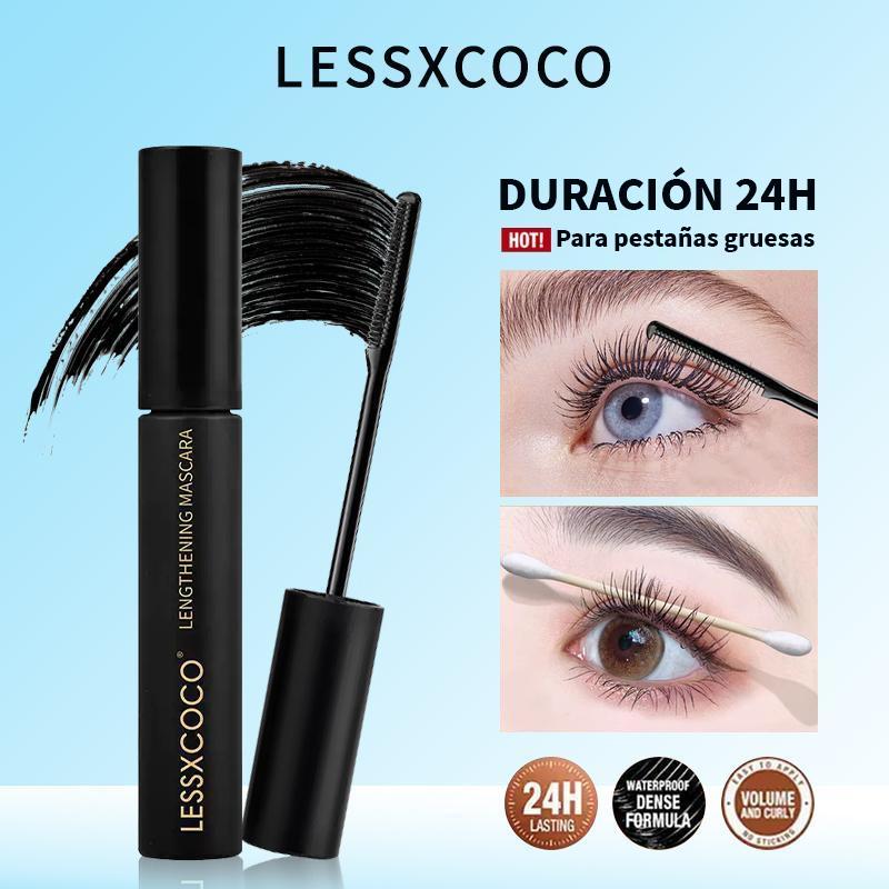 【LESSXCOCO】Máscara de Pestañas a Prueba de Agua – Larga Duración, Rizado Natural, Maquillaje Negro para Pestañas [Pago Contra Entrega]